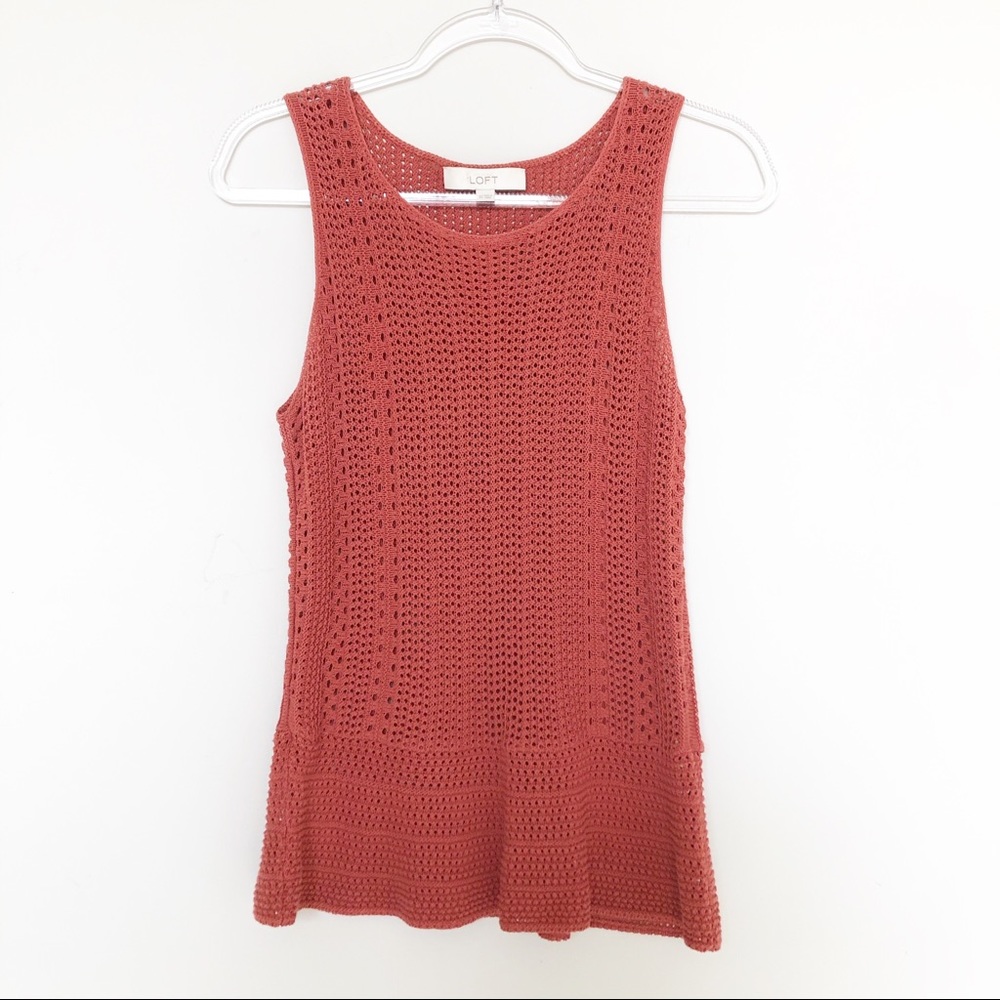 Women’s Loft Rust Crochet Knit Sweater Tank